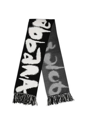 Dolce & Gabbana logo-intarsia fringed scarf - Black