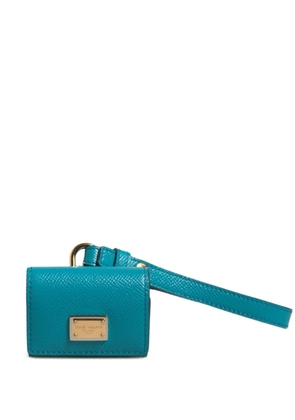 Dolce & Gabbana logo-plaque leather AirPods case - Blue