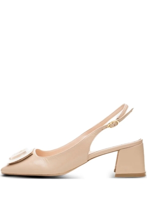 Poche Paris leather heeled pumps - Neutrals