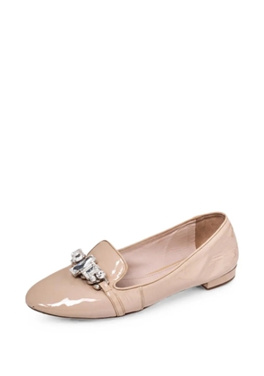 Miu Miu Pre-Owned crystal-embellished loafers - Neutrals