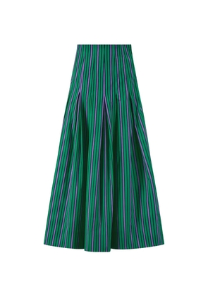 Lela Rose midi striped pleated skirt - Green