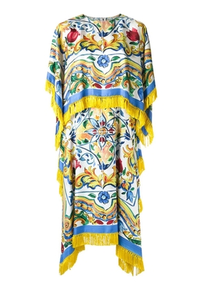Dolce & Gabbana Majolica-print fringed dress - Yellow