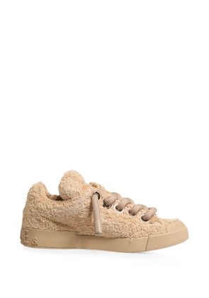 Dolce & Gabbana faux-shearling low-top sneakers - Neutrals