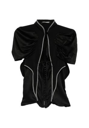 Ottolinger contrast-trim gathered-sleeve top - Black