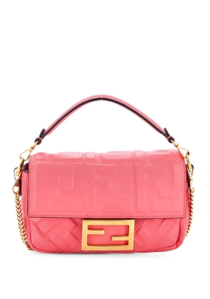 Fendi Pre-Owned Baguette NM Bag Zucca Embossed Leather Mini crossbody bag - Pink