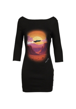 MARKGONG graphic-print open-back mini dress - Black