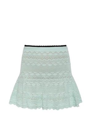 Self-Portrait crochet-knit flared mini skirt - Green