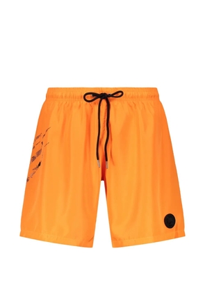 Plein Sport graphic-print logo-patch swim shorts - Orange