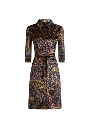ETRO mini shirt dress in burnout chenille with floral Paisley overprint - Black