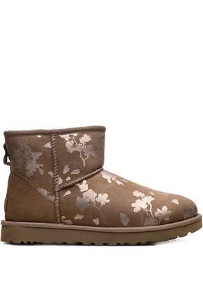 UGG Classic Mini floral-pattern ankle boots - Brown