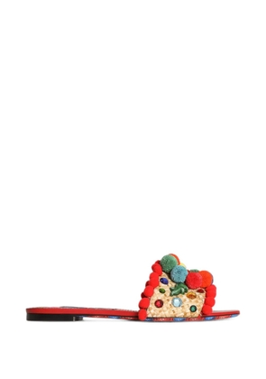 Dolce & Gabbana Bianca pom-pom slippers - Red
