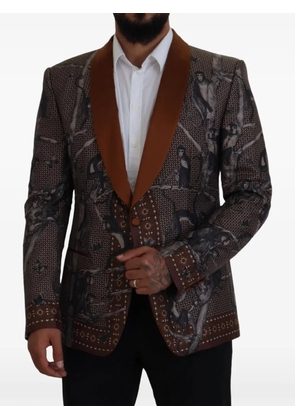 Dolce & Gabbana monkey-print shawl-lapel blazer - Brown