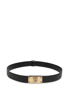Dolce & Gabbana logo-plaque leather belt - Black