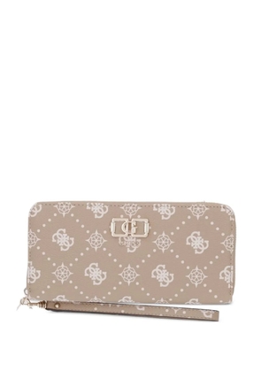 GUESS USA Emelie monogram-print logo-plaque wallet - Neutrals
