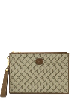 Gucci Pre-Owned 2016-2026 GG Supreme Interlocking G clutch bag - Neutrals