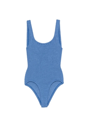 Hunza G crinkle-effect square-neck swimsuit - Blue