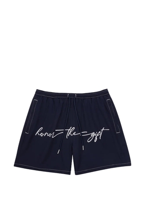Honor The Gift Hybrid Cursive logo-embroidered drawstring shorts - Blue