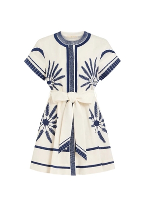 Marie Oliver Sable embroidered belted midi dress - Neutrals