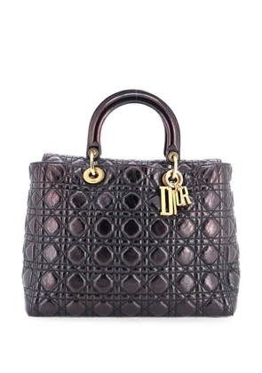 Christian Dior Pre-Owned Supple Lady Dior Bag Cannage Crinkled Patent Large satchel - Black
