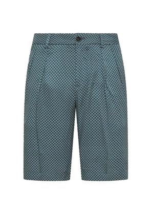 Cruna Clichy geometric-print pleated shorts - Blue