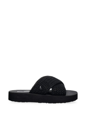 Love Moschino woven crossover sandals - Black