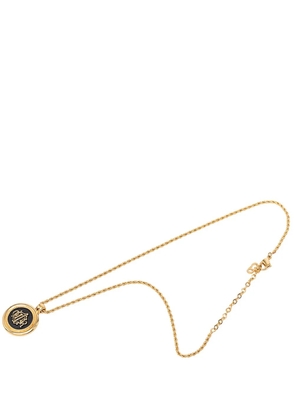 Christian Dior Pre-Owned 20th Century Gold Plated Enamel Logo Round Pendant Necklace costume necklace