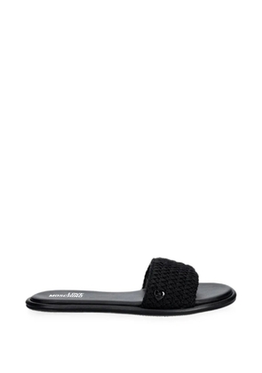Love Moschino woven heart-plaque slides - Black