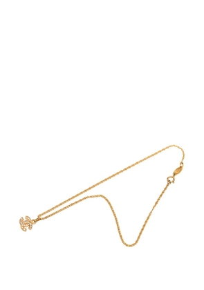 CHANEL Pre-Owned 1982 CC Gold Plated Strass Pendant Necklace costume necklace