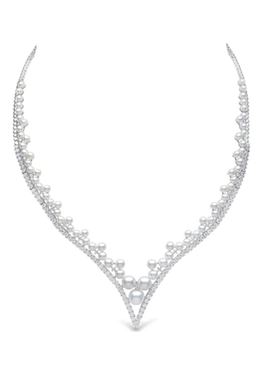 Yoko London 18kt white gold Raindrop Akoya pearl and diamond necklace - Silver