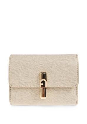 Furla logo-plaque pebbled-leather wallet - Neutrals