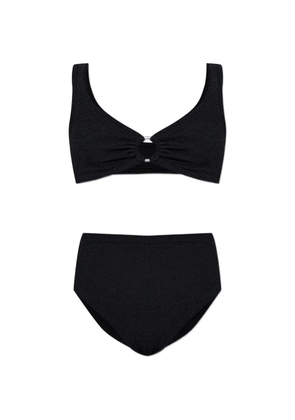 Hunza G Nadine hoop-detail crinkle-effect bikini - Black
