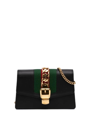 Gucci Pre-Owned 2000-2015 Super Mini Calfskin Web Sylvie Chain crossbody bag - Black