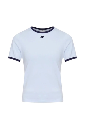 Courrèges logo-patch ringer T-shirt - Blue