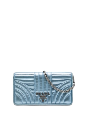 Prada Pre-Owned 2013-2026 Metallic Soft Calf Impunture Diagramme Wallet on Chain crossbody bag - Blue