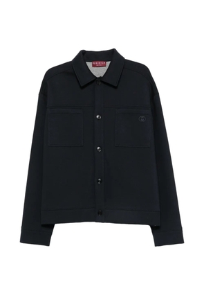 Gucci logo-embroidered button-up jacket - Blue