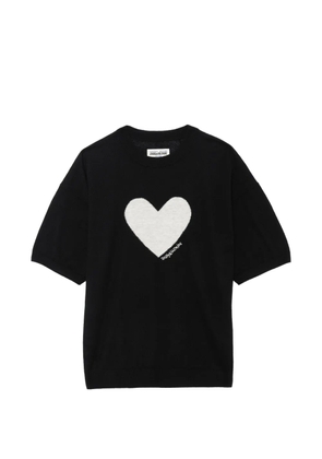 Zadig&Voltaire heart-intarsia cashmere T-shirt - Black