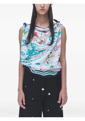 Muller Of Yoshiokubo Palma printed knotted top - Blue