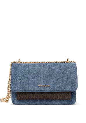 Michael Michael Kors logo-pattern denim shoulder bag - Blue