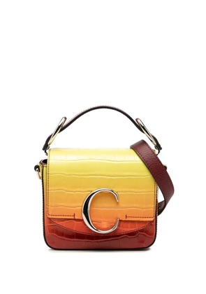 Chloé Pre-Owned 2019 Mini Croc Embossed Ombre Calfskin C satchel - Red