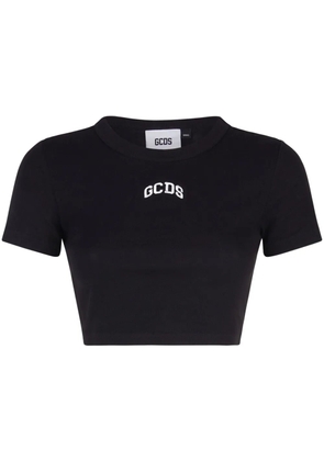 GCDS logo-embroidered cropped T-shirt - Black