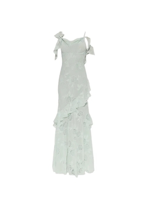 Self-Portrait floral-lace ruffled-details maxi dress - Green