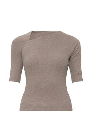 MM6 Maison Margiela asymmetrical-neck ribbed-knit sweater - Neutrals