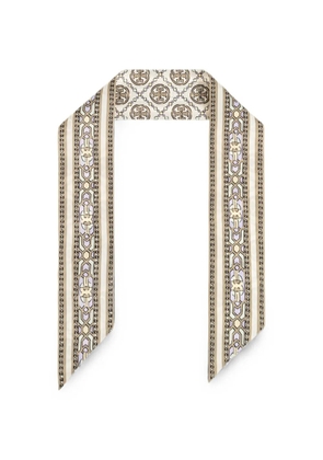 Tory Burch T monogram silk scarf - Neutrals