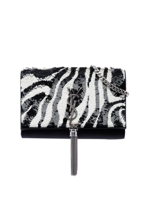 Saint Laurent Pre-Owned 2018 Small Satin Monogram Kate Zebra Sequin crossbody bag - Black