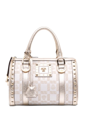 Versace Pre-Owned 2010-2026 Small Studded Jacquard Snap Out Of It boston bag - White