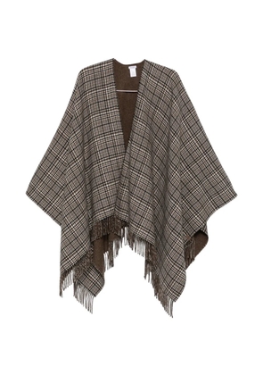 Brunello Cucinelli check-pattern fringed poncho - Neutrals
