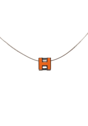 Hermès Pre-Owned 20th Century Palladium Plated Enamel Cage dH Cube Necklace costume necklace - Silver