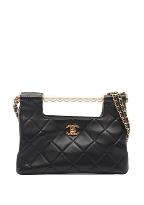 CHANEL Pre-Owned 2021-2026 Small Lambskin Pearl Handle Tote shoulder bag - Black
