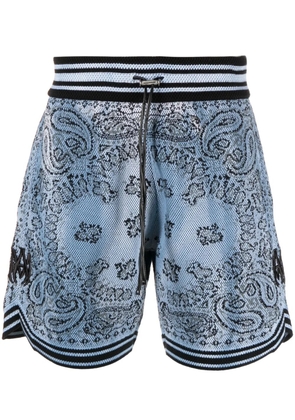 AMIRI paisley-print embroidered-logo deck shorts - Blue