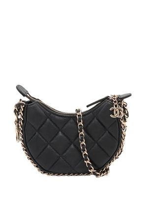 CHANEL Pre-Owned 2021-2026 Mini Quilted Lambskin Chain Around Hook Hobo crossbody bag - Black